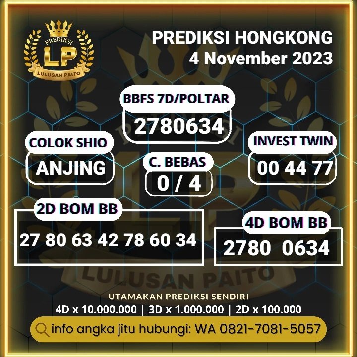 LulusanPaito's tweet photo. #HONGKONG #RUMUSHK #TOPBOM #BOCORANHK

info angka jitu akurat hubungi:
https://t.co/jmkAbsS43v https://t.co/hJWAa3UZ1k