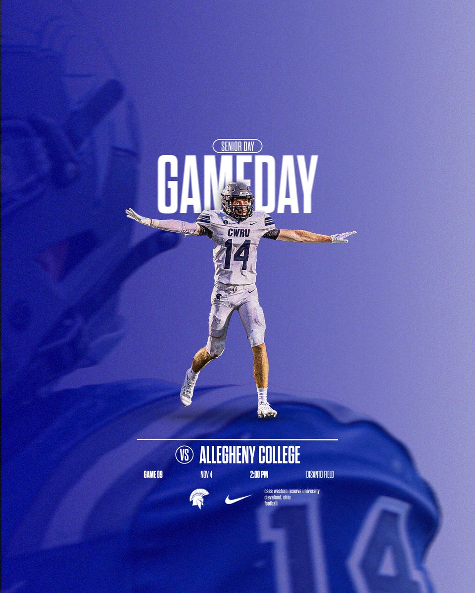 𝐒𝐞𝐧𝐢𝐨𝐫 𝐃𝐚𝐲 𝐆𝐚𝐦𝐞𝐝𝐚𝐲.

🆚 Allegheny College
⏰ 2 PM ET
🏟️ DiSanto Field
📺 tinyurl.com/34smwbty

#BlueCWRU #RollSpartans #d3fb