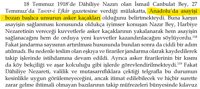 Env1d2er's tweet image. #1DS'de #Anadolu'daki en büyük problemlerden biri asker kaçakları ve bunların gerçekleştirdikleri eşkiyalık faaliyetleriydi. Anadolu'nun hemen her  yerindeki bu tür eşkıyalar cephedeki askerlerin aileleri için de büyük tehlike teşkil ediyordu. #Tarih