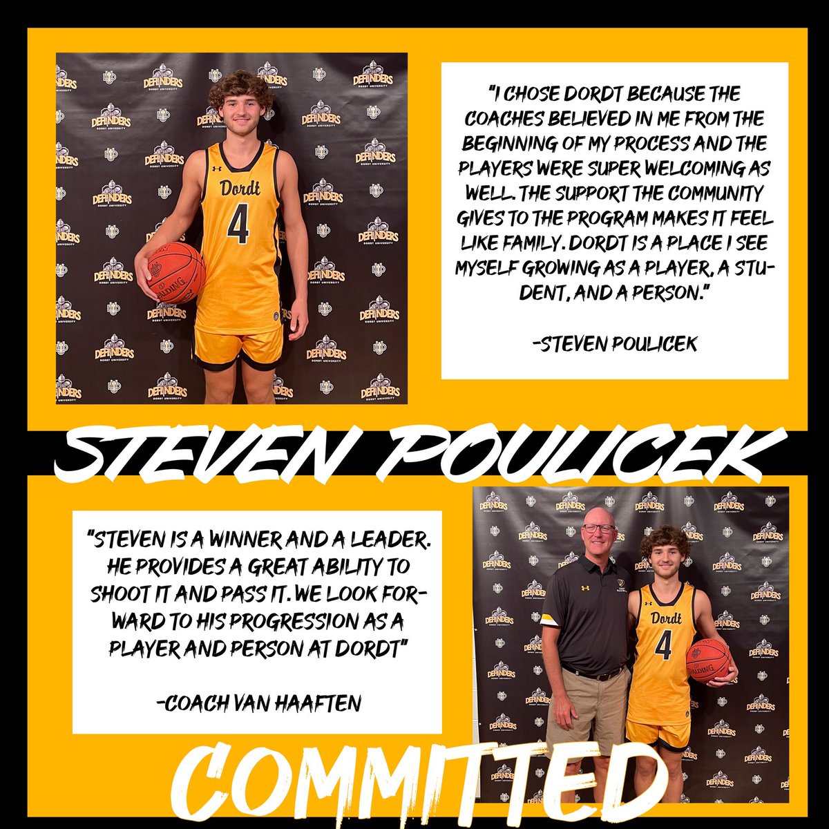 Dordt Men’s Basketball (@dordthoops) on Twitter photo We are excited to announce that <a href="/stevenpoulicek/">Steven Poulicek</a> has committed! We look forward to having him apart of the program. We are excited to announce that <a href="/stevenpoulicek/">Steven Poulicek</a> has committed! We look forward to having him apart of the program.
