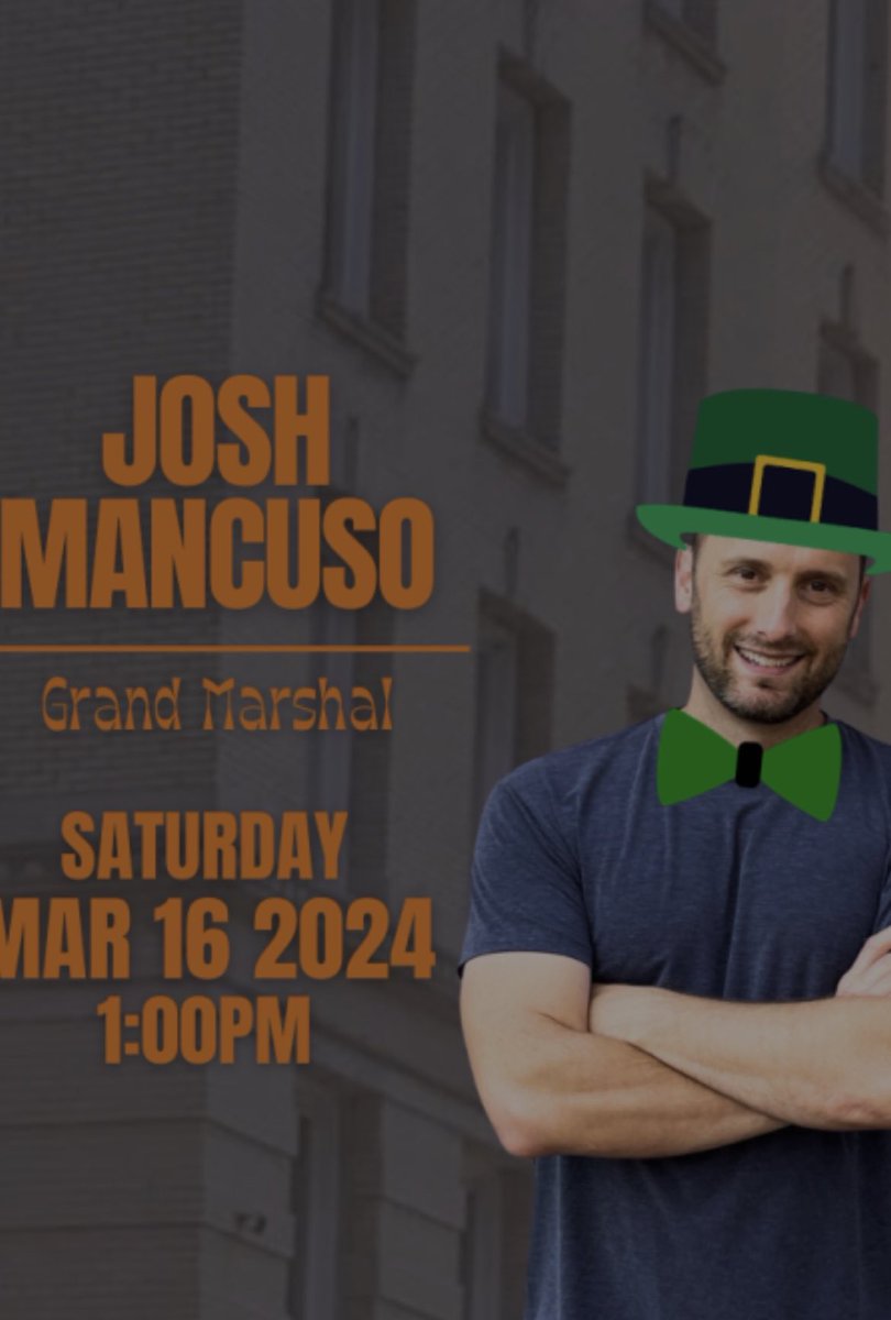 Our Irish eyes are smiling! Join us with Grand Marshal, @joshmancuso on Sat, March  16, 2024, 1pm. ☘️ knoxstpatricksparade.com