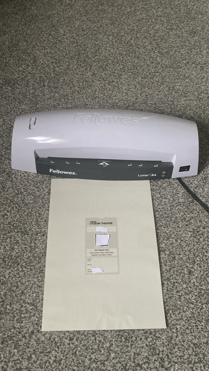 Just completed the lamination of my tickets for <a href="/nomadicrevery/">evil john robins</a> current tour #howl at the <a href="/CreweLyceum/">Crewe Lyceum</a> to avoid any rain damage and therefore refusal of entry… cannot wait….