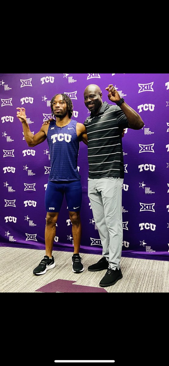 PrenticeS05's tweet photo. Had a great official visit at @TCUTrackField . Thank you Coach @Khadevis and @TCUCoachEdgar_ for a great experience! Go Frogs 🐸 #notcommitted https://t.co/4H3WDUSjhw
