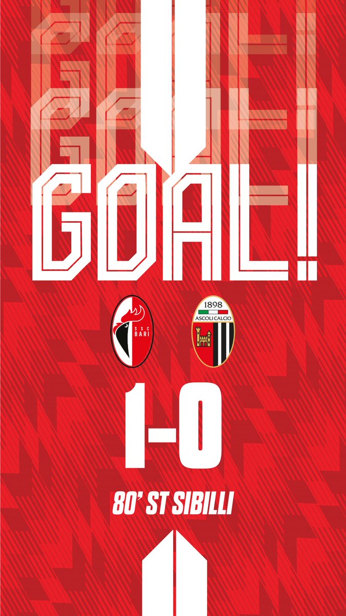 sscalciobari's tweet photo. GOOOOOOOOOOOOOOOOOOL!
Peppe Sibilli si fa 50 metri palla al piede e segna la rete del vantaggio biancorosso. Forza ragazzi!
#BARASC 1-0 [80’ st Sibilli] #sscbari https://t.co/E8ZTTTbtJ3
