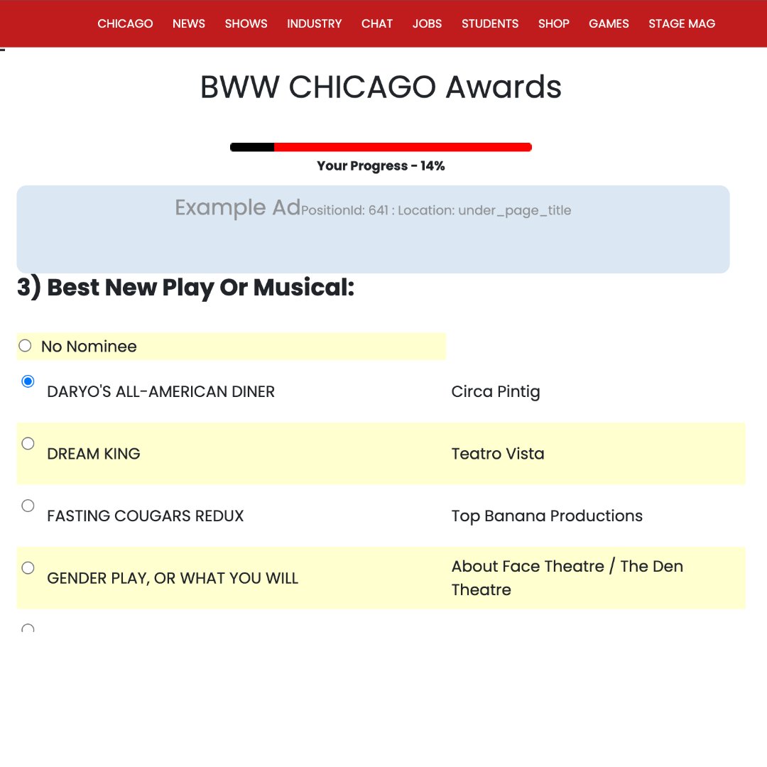 consplayspace's tweet image. Ain&apos;t that a hoot! My play, DARYO&apos;S ALL-AMERICAN DINER, about #StopAAPIHate was nominated for a  couple of awards in Chicago! PLEASE VOTE! broadwayworld.com/chicago/votere…