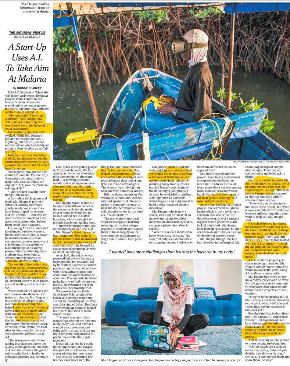 What a great uplifting profile of Rokhaya Diagne and her #AI work in Africa
nytimes.com/2023/11/03/wor… by <a href="/dionnesearcey/">Dionne Searcey</a>