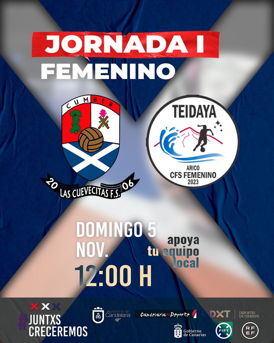🔴 FEMENINO | JORNADA I🔴

Las Cuevecitas FS 🆚 Teidaya

⏰13:30H
📆Domingo 05/11
🏟️Pabellón Las Cuevecitas 

#JuntxsCreceremos #CumberFemenino