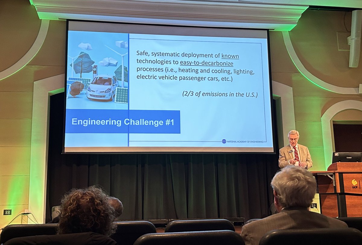 Thought provoking talk on “Addressing Climate Change, How and When” by Dr. John Anderson, President of National Academy of Engineering, at the Annual ASEMFL Meeting. Big engineering challenges that require social acceptance. Social sciences required. #asemfl2023 @asemflorida