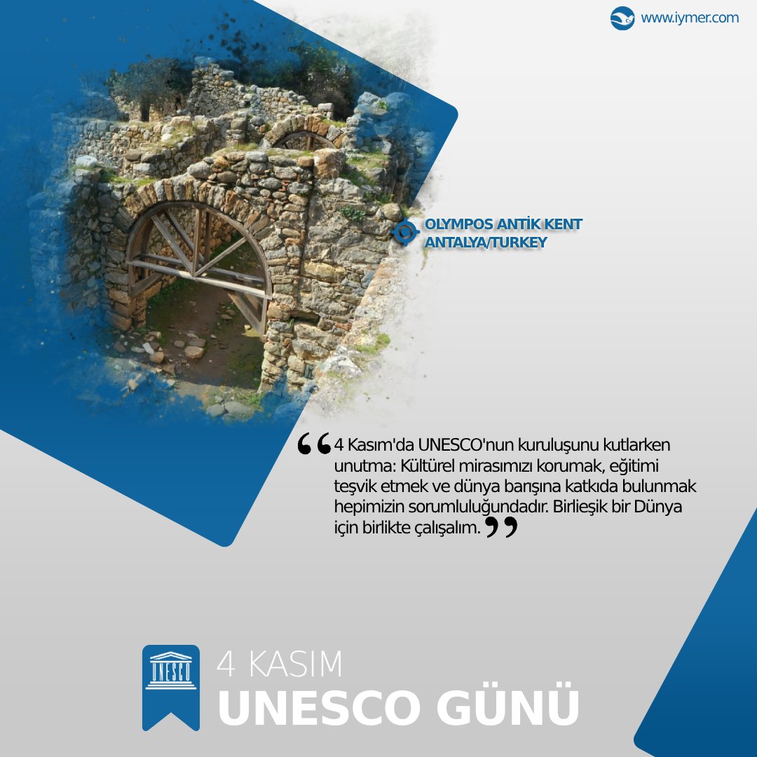 IYMER1's tweet photo. 4 Kasım'da UNESCO'nun kuruluşunu kutlarken unutma: Kültürel mirasımızı korumak, eğitimi teşvik etme ve dünya barışına katkıda bulunmak hepimizin sorumluluğundadır. Birleşik bir Dünya için birlikte çalışalım.

#unesco #unescoworldheritage #unescogünü #4kasımunescogünükutluolsun https://t.co/A1tmd2VAmL