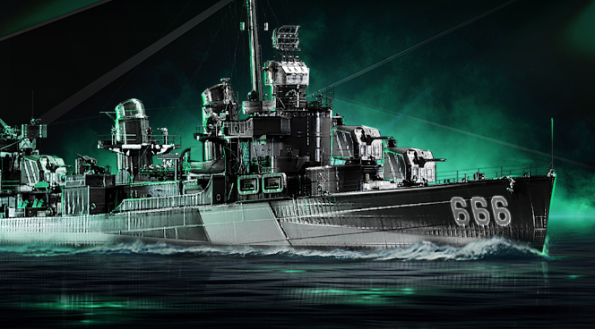 WorldofWarships's tweet photo. Black B is ready to conquer the seas!

Black, a Fletcher-class destroyer, was involved in patrol operations in the central part of the Pacific Ocean during World War II, and she took part in landings on Saipan and Guam, the Battle of Leyte Gulf, and raids on Okinawa. https://t.co/wUEryXvUAf