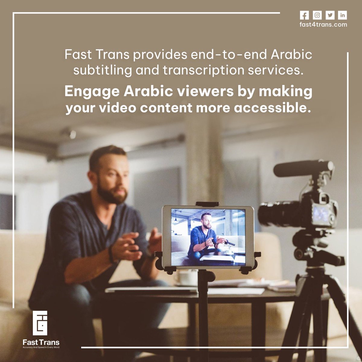 FastTrans21's tweet image. Fast Trans provides end-to-end Arabic subtitling and transcription services. Engage Arabic viewers by making your video content more accessible.
#FastTrans 
#TranslationServices`
#Localization`
#LanguageSolutions`