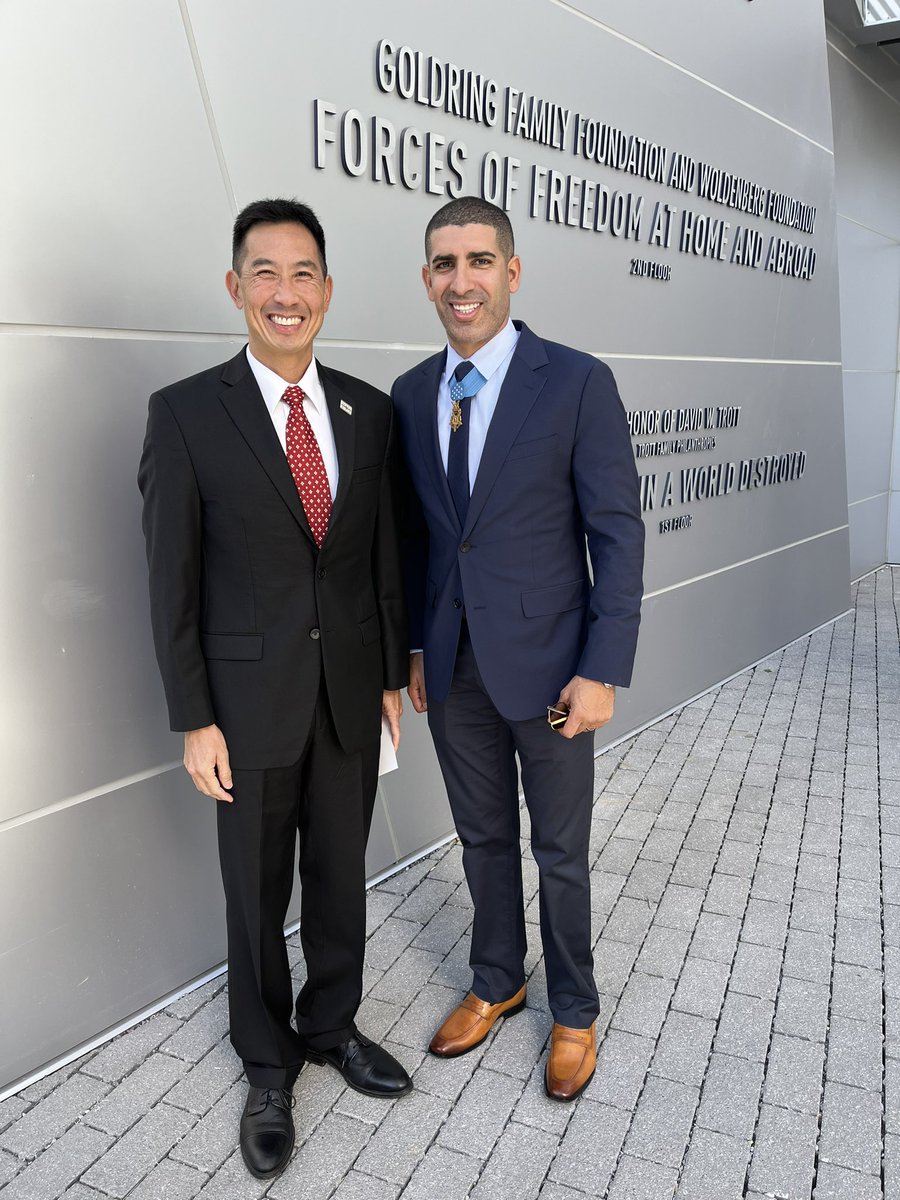 SecDjou's tweet photo. Thank you to Peter Crean and his team at the Nat’l WWII Museum for hosting Com’r Flo Groberg and I at the opening of their Liberation Pavilion featuring an exhibit showcasing the ABMC. @usabmc #abmc100 https://t.co/RPn8jj23wP