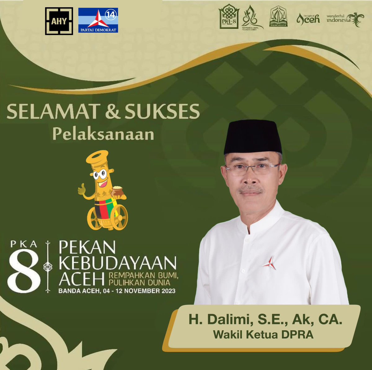 dalimi_h's tweet photo. Mari kita sukseskan Pekan Kebudayaan Aceh (PKA) ke 8, Rempahkan Bumi Pulihkan Dunia. #dpraceh #aceh #pka8 #thelightofaceh #pidie #pidiejaya https://t.co/KwC2Wn2tLo