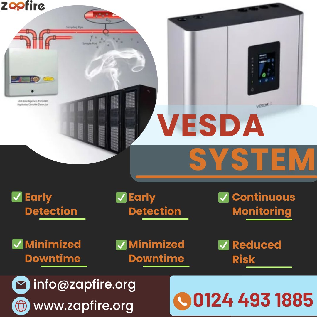 Did you know that traditional #fire #detection #systems are reactive, while #VESDA (Very Early Smoke Detection Apparatus) is PROACTIVE?
Contact us - info@zapfire.org | 0124 493 1885

#VESDA #FireSafety #EarlyDetection #PeaceOfMind #ProactiveSafety #SafetyFirst