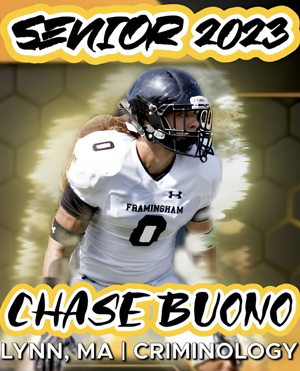 fsuramsfootball's tweet photo. Wishing a happy senior day to all our diligent and hard working seniors, next is #0, linebacker Chase Buono
Graphic by- @jimmymckenna23
#BuiltRamsTough #RamsPride #RuffRyders #Builtramtough #framinghamstate #framinghamstateuniversity #Collegefootball #NFL #athlete #athletics https://t.co/D53HADP3kE