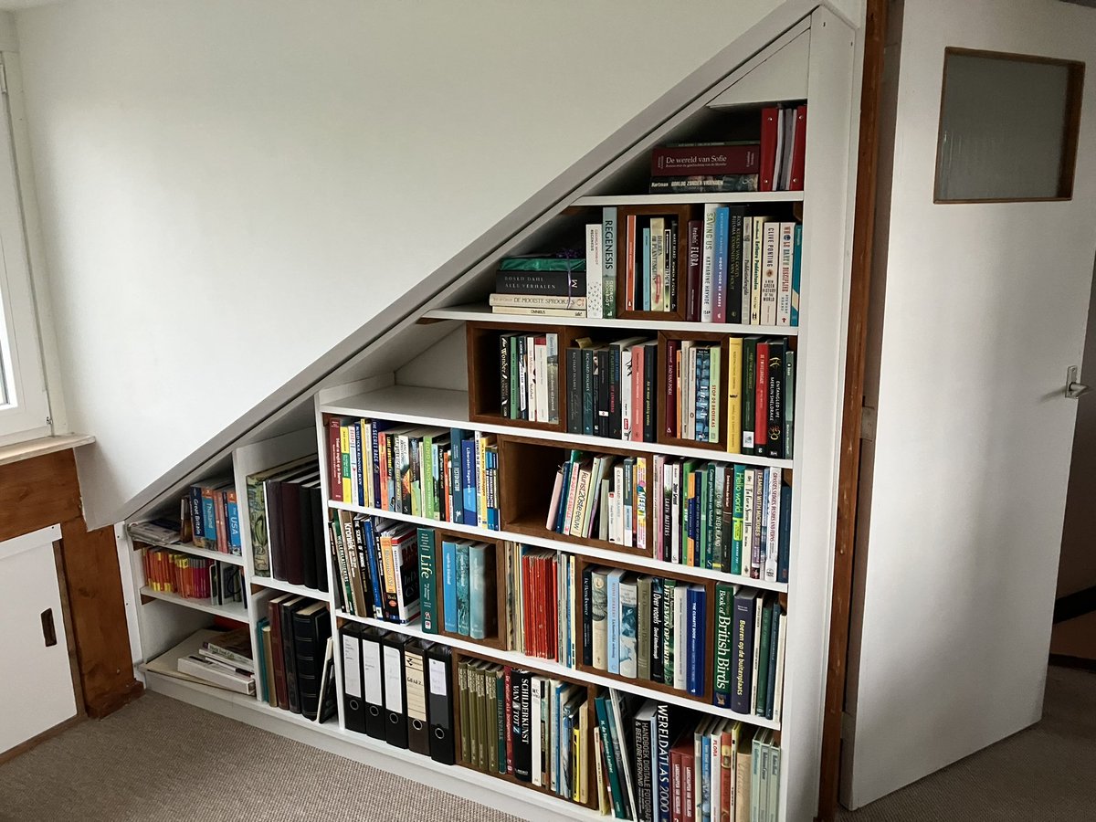 Uitstekend weer om de boeken in de zelfgebouwde (door partner lief) boekenkast te zetten!