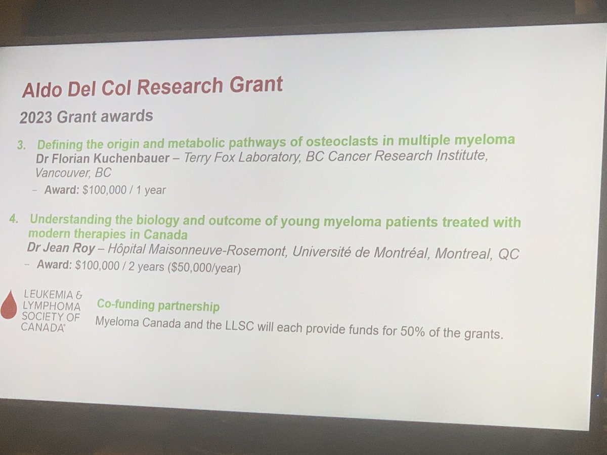 Congrats to the funding recipients ⁦⁦@MyelomaCanada⁩ this year