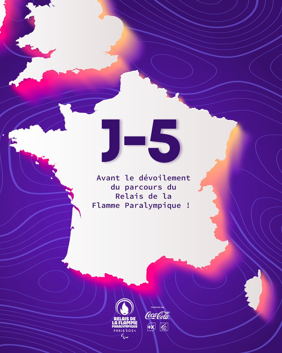 J-5 👀

En 2024, le match retour débutera le 24 août avec le lancement du Relais de la Flamme Paralympique !
RDV le 10 novembre pour savoir par où le Relais de la Flamme Paralympique passera l'année prochaine ✨

Soyez au rendez-vous, ça va être le feu 🔥
#Paris2024