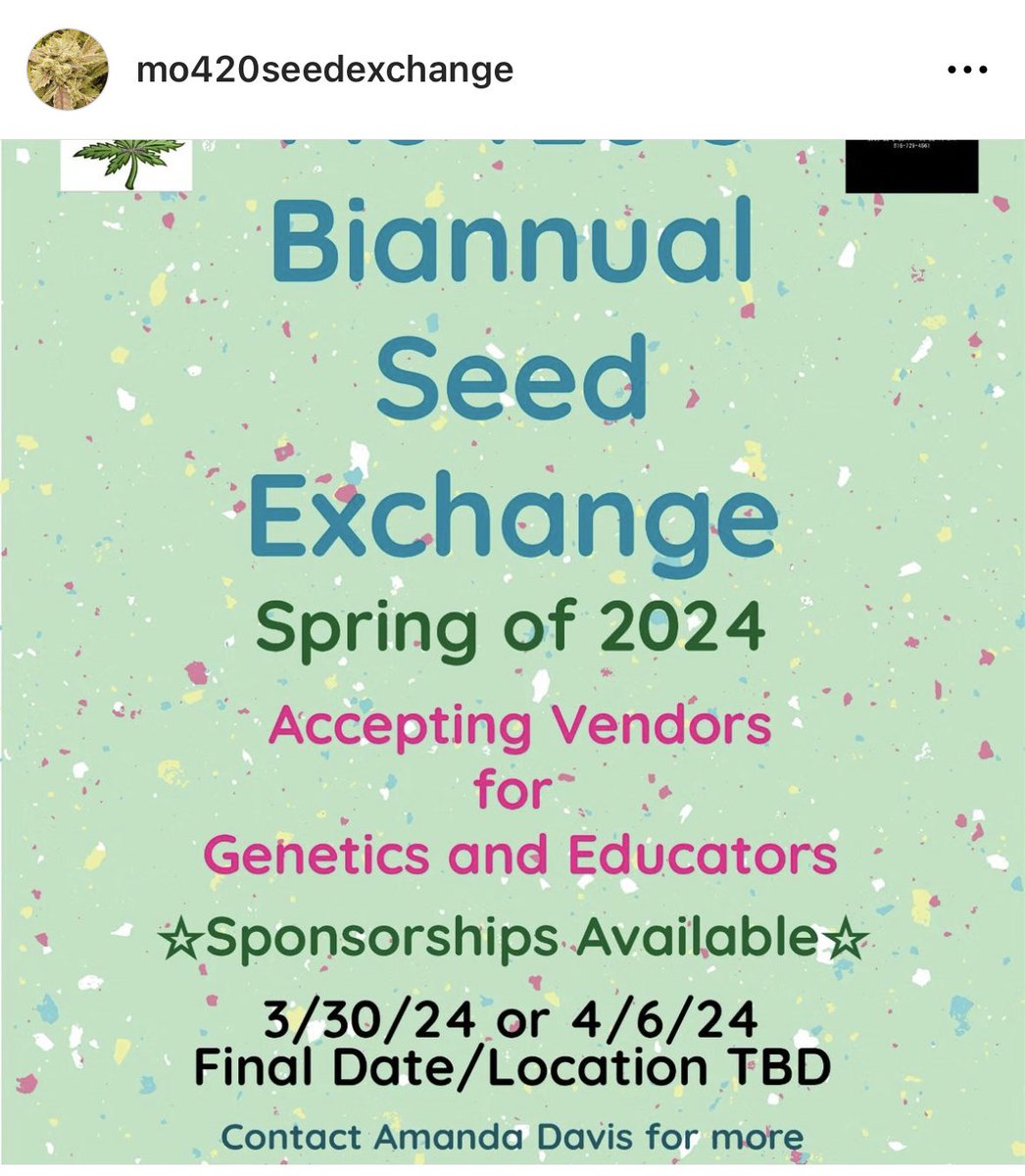 Hell yeah!!! One of the first events for 2024 I’ll be at in person with hella beans. Add them on IG or join the Facebook page to stay in the loop! It’s gonna be lit!!! #CannaLand #CannabisCommunity #cannabisindustry #Missouri #missouricannabis #growyourownsmoke #seeds #freeseeds…