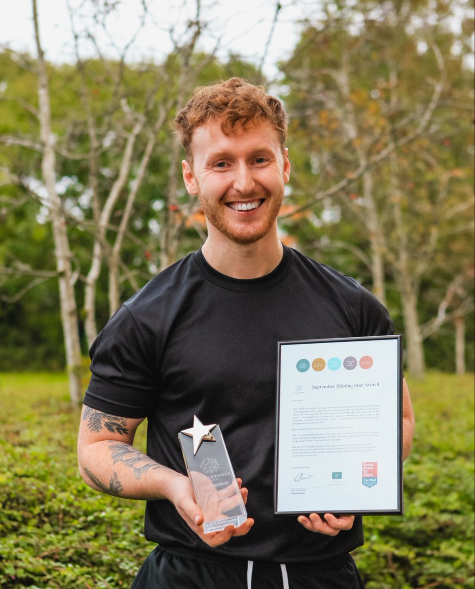 Cknock_Hotel's tweet photo. Meet Jack Peters 🏆, our September Shining Star Award winner! As Assistant Tonic Health Club Manager, he's known for his outstanding friendliness, unwavering professionalism, and kindness to our members. Congratulations, Jack! 🌟💛 #ShiningStarAward #CongratulationsJack" https://t.co/ItdldPL0SS