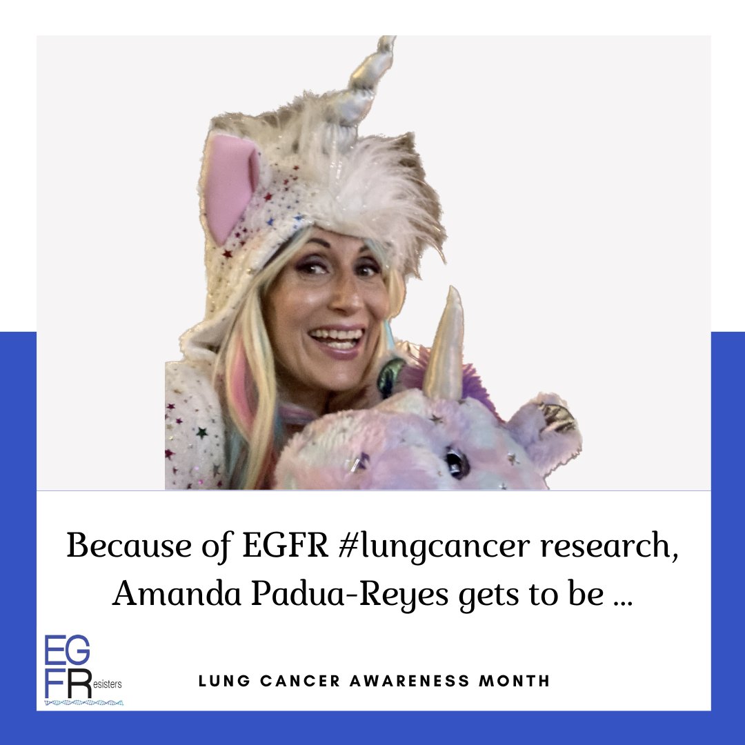 Because of #EGFR #lungcancer research, Amanda gets to be...🦄🦄🦄

#lcam #unicorn #stage4needsmore #researchmatters #endcancer #curecancer #lcsm