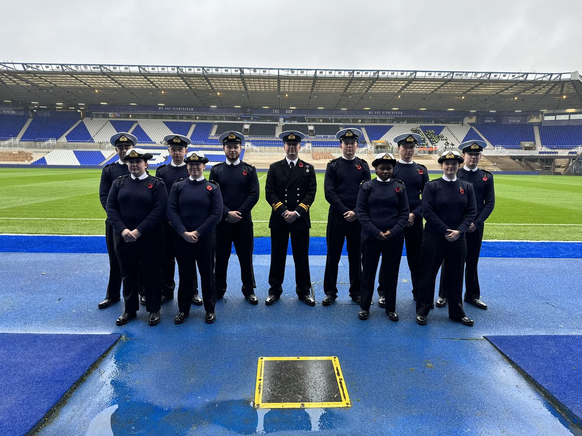URNUBirmingham's tweet image. URNU Birmingham were proud to represent the Royal Navy today at @BCFC by celebrating and remembering those who have served and sacrificed their lives in the line of duty.