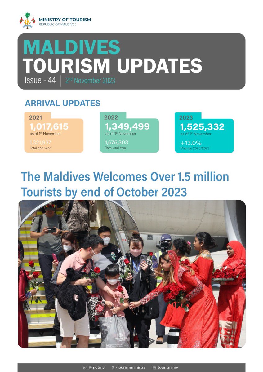 Weekly Updates on #Maldives Tourism - 2nd November 2023 tinyurl.com/Tupdates021123