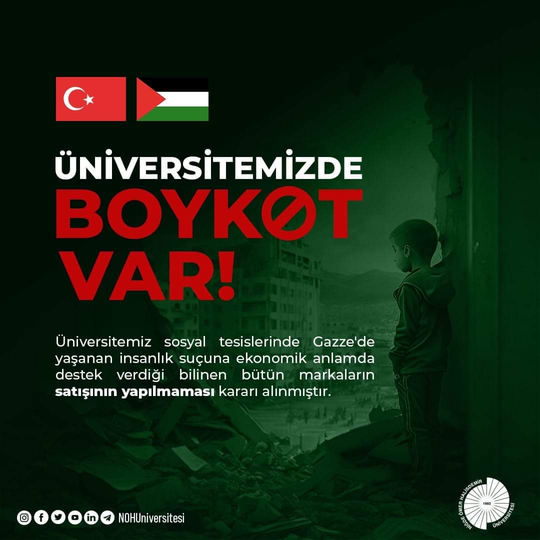 #Gazze'de yaşanan soykırım ve insanlık dramı için #Boykotadestek verelim. @NOHUniversitesi @nohuef