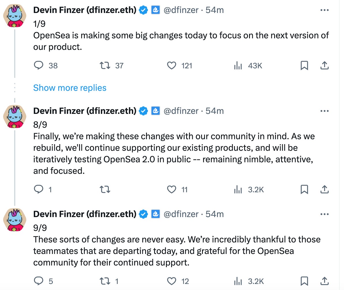 Soheil_SBabaei's tweet photo. CEO #DevinFinzer has stated that the restructuring is a are part of a shift to a #smallerTeam with a #directConnection to users as #OpenSea prepares to launch a revamped marketplace dubbed #OpenSea2.0.
#LaysOff #NFT #NFTs https://t.co/xJDcCchBe1