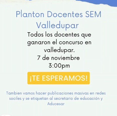 davidtuiran's tweet photo. Plantones en el país por el mérito y derecho de los elegibles de cada una de las OPEC @marthaalfonsob @Mineducacion @fecode @CNSCColombia https://t.co/aNeJnSfqly