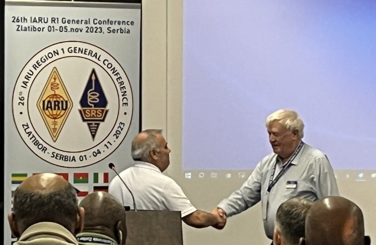 Today at the @IARU_R1 general conference, the G2BVN Memorial Trophy has been awarded to: Séamus McCague EI8BP for his outstanding service for the amateur radio community as chair of the Political Relations Committee PRC in IARU Region 1. #IARU #hamradio #Hamr