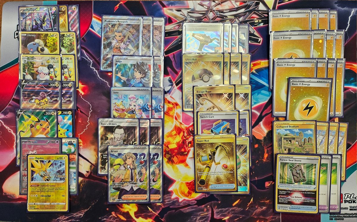 Top 4 with ⚡️🐉 at a cup. 
Thanks to my opponents, 32 points raked in. #WYTCG @TeamWynaut 
Shoutout to @RealJohnWalter for the broken list.
1. Miraidon - W
2. Chien-pao - L
3. Arceus/Charizard - W
4. colorloss Lugia - W
5. Arven Zard - T

Top 4:
Arven Zard - L
