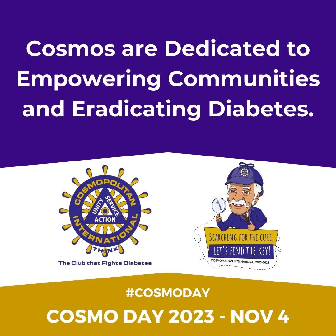 CosmopolitanJc's tweet photo. We are the club that fights diabetes! Join us to help create a world free of diabetes! #cosmoday #proudtobeacosmo 💜 https://t.co/61M8Cy0vwU