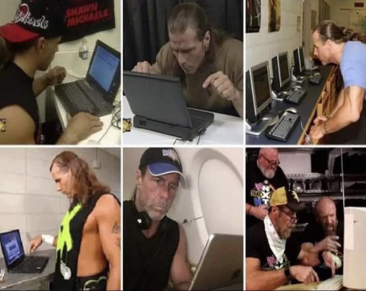 PrWrestlingfeed's tweet photo. HBK vs. Computers. Long term storyline at its best. https://t.co/N5JFGsphBF
