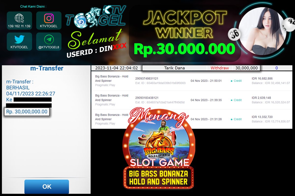 AgenKtv's tweet photo. WINNER OF KTV !!

Congrats untuk KTV Lovers telah menang pada Permainan SLOT Sebesar 30 JUTA RUPIAH pada tanggal 04 November 2023

Ayo Daftar sekarang juga hanya di Situs Terlengkap KTV!! https://t.co/SbM7nXB0SM