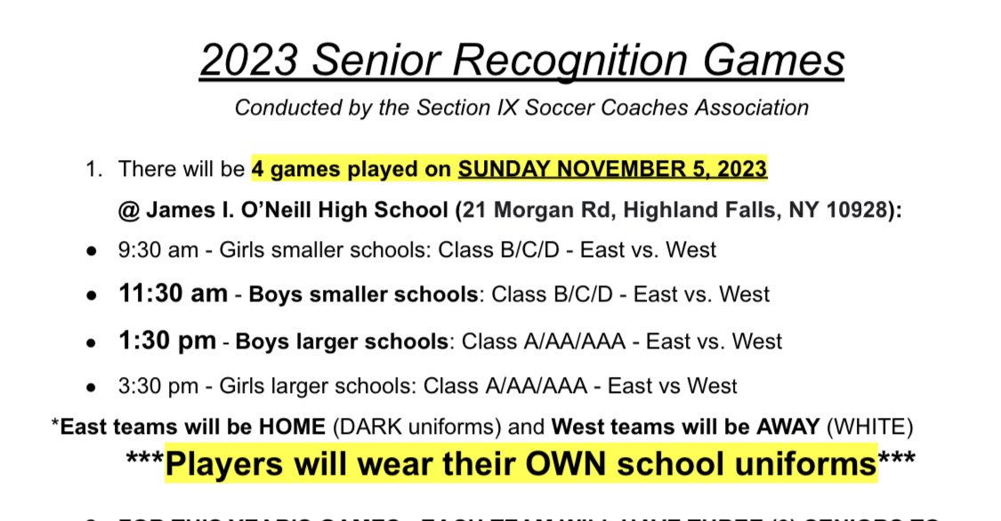 section9sca's tweet image. The Section 9 Soccer Coaches Association will be hosting the 7th Annual Exceptional Seniors Games tomorrow at James I O’Neil HS.
Our first game, “Small schools” (Class B/C/D) GIRLS kicks off at 9:30 am.