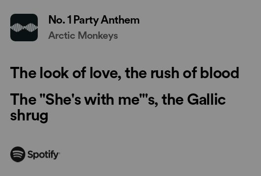 arcticmolnkeys's tweet photo. arctic monkeys – no. 1 party anthem https://t.co/7S4kUnTC85