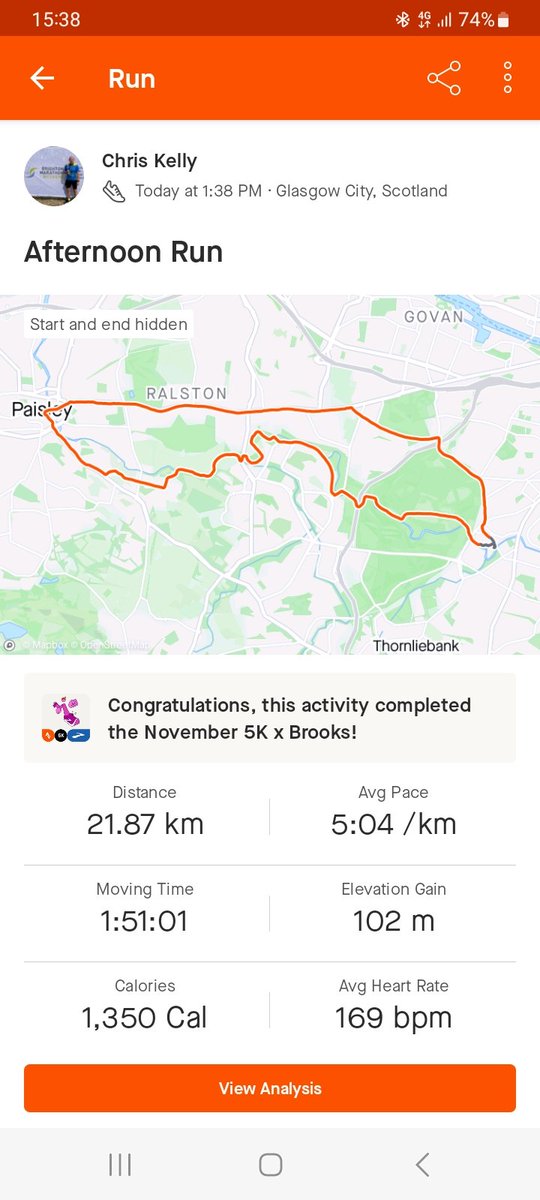 chr1stopherleo's tweet photo. Sunday running on a Saturday! Breaking in new runners, spying a smart new mural & running 21k for the first time in far too long!!
#SaturdayRunning #SouthsideRunning #GlasgowToPaisley #NovemberHalf #NewRunners #StreetArt #OldCardonald #EatLessMoveMore https://t.co/Vswg1C8sfE