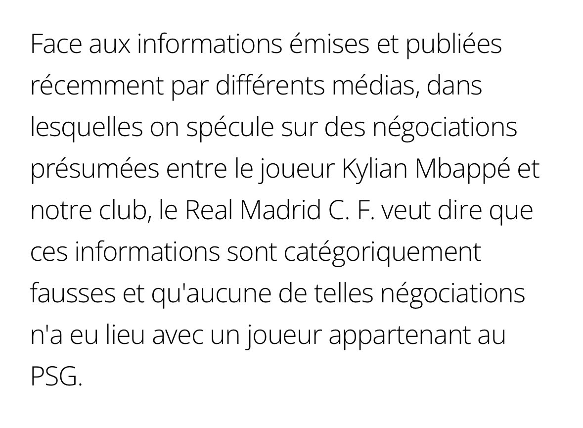 RMadridFrance_'s tweet image. 🚨OFFICIEL | Communiqué du Real Madrid niant tout lien avec Kylian Mbappé.🤨