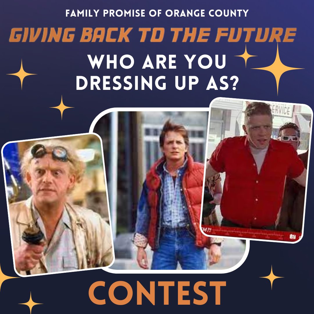 ocfamilypromise's tweet image. It&apos;s time to get those costumes ready! Who are you dressing up as? Comment below ⬇️ 

#familypromise #oc #gala  #givingbacktothefuture #backtothefuture #costumecontenst