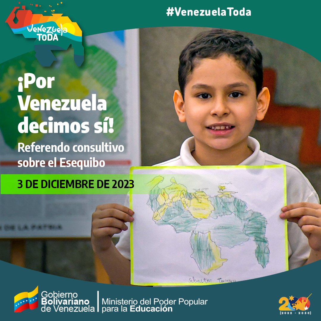 ¡Es nuestro, no hay duda! 

Estamos unidos/as por la patria. Juntos/as con diplomacia de paz, amor y compromiso defendemos nuestra integridad territorial.

Con mucha conciencia histórica decimos: ¡Sí!

<a href="/NicolasMaduro/">Nicolás Maduro</a>
<a href="/_LaAvanzadora/">Yelitze Santaella</a>
#5VecesSíPorMiEsequibo