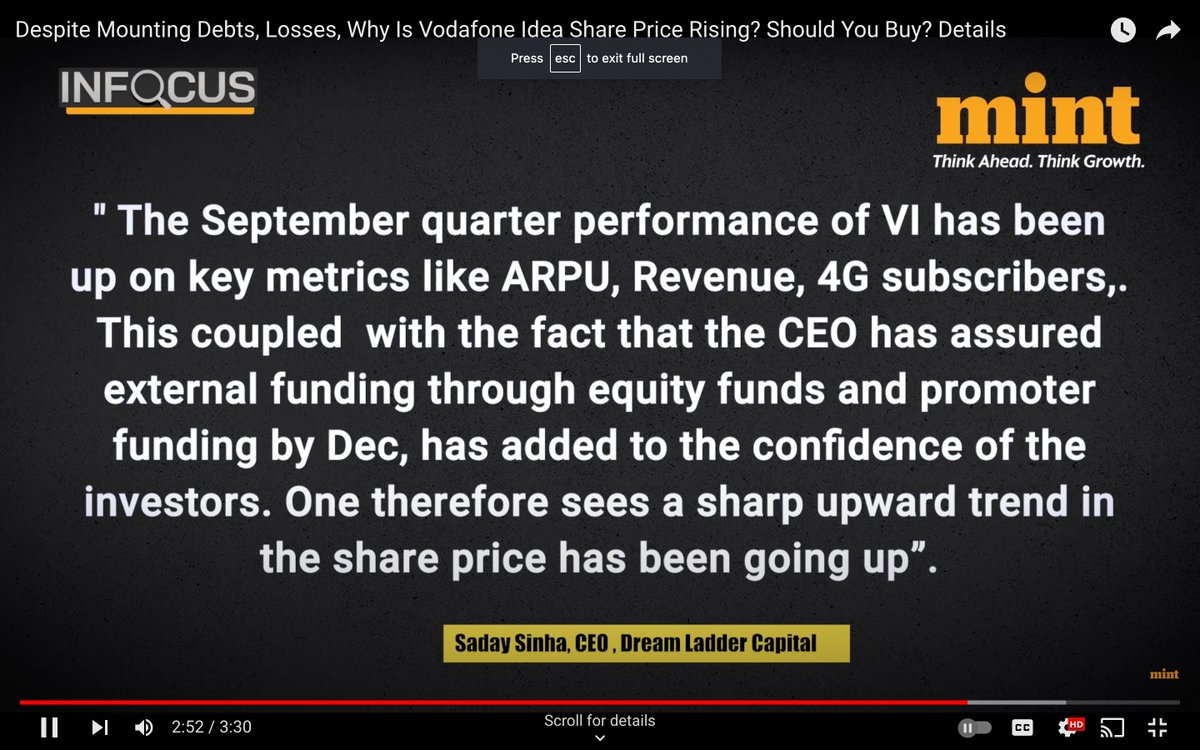 Despite Mounting Debts & Losses, Vodafone Idea Share Price has been rising in recent months? Shared my insights with The Mint on the Vodafone's recent stock performance. Sharing the YouTube link
youtube.com/watch?v=Rhzg2_…

#Mint #FinancialInsights #StockMarketAnalysis #ExpertOpinion