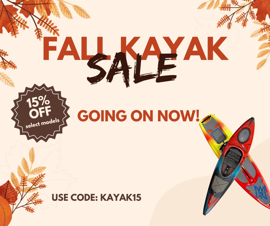 GearUpHeadOut's tweet photo. Its a good time to buy a kayak! Select recreation and fishing kayaks on sale now. Get'em while we got'em. We are happy to store them until the fat man comes down the chimney. Check out the details at https://t.co/U4KQOEwU2S.
#gearupheadout #kayaksale #fallpaddling https://t.co/QJ2y2ICQ8u