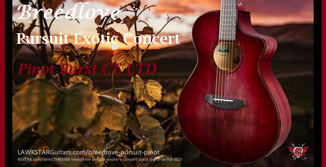 LAWK STAR GUITARS Music (@lawkstarguitars) on Twitter photo Similar to the complex wine grown in Oregon, the Pinot Burst finish is unique and expressive of the individual beauty of Myrtlewood.
#breedloveguitars #breedlovepusuitexotic
<a href="/LAWKSTARGuitars/">LAWK STAR GUITARS Music</a> <a href="/AnthonyFocx/">Anthony Focx</a>
<a href="/Brakira1/">Brakira</a>
lawkstarguitars.com/breedlove-purs… <a href="/DaddarioandCo/">D'Addario</a> <a href="/premierguitar/">Premier Guitar</a> Similar to the complex wine grown in Oregon, the Pinot Burst finish is unique and expressive of the individual beauty of Myrtlewood.
#breedloveguitars #breedlovepusuitexotic
<a href="/LAWKSTARGuitars/">LAWK STAR GUITARS Music</a> <a href="/AnthonyFocx/">Anthony Focx</a>
<a href="/Brakira1/">Brakira</a>
lawkstarguitars.com/breedlove-purs… <a href="/DaddarioandCo/">D'Addario</a> <a href="/premierguitar/">Premier Guitar</a>