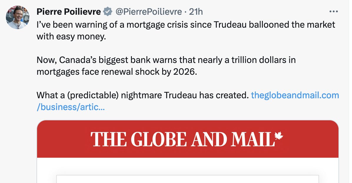 They say a broken clock is right twice a day......but on a rare occasion, the hands fall off and it's just never right.

That's the case here....revisionist history, wild flailing of the Henny Penny variety and fear-mongering doesn't a policy or a prognostication make.
#cdnpoli