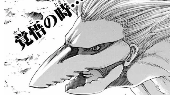 ファルコの鳥の巨人、顔は人間で身体が鳥なんだけど鳥の仮面かぶってるってのがヒネってて良いんだよな #shingeki #進撃の巨人