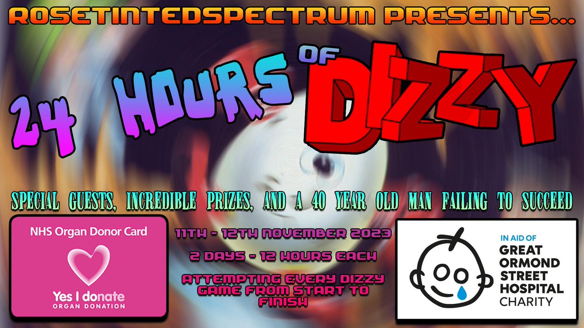 The Dizzy Fansite (@yolkfolk_com) on Twitter photo Just a brief reminder that we're now just 1 week away from RoseTintedSpectrum's Dizzy Charity Stream for Great Ormand Street Hospital.
(<a href="/SpectrumTinted/">Thanks for all the fish</a>)
FULL DETAILS ON YOLKFOLK:
🥚 yolkfolk.com/1-week-to-go-r… Just a brief reminder that we're now just 1 week away from RoseTintedSpectrum's Dizzy Charity Stream for Great Ormand Street Hospital.
(<a href="/SpectrumTinted/">Thanks for all the fish</a>)
FULL DETAILS ON YOLKFOLK:
🥚 yolkfolk.com/1-week-to-go-r…