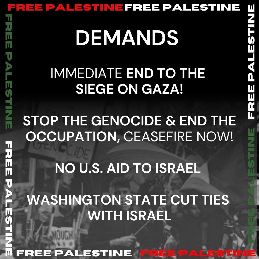 Join us today at noon at Heritage Park where we’ll be marching for a #CeasefireForGazaNOW, #NoMoneyForMassacres, and an end to the Israeli occupation! Our state must cut ties with Israel.