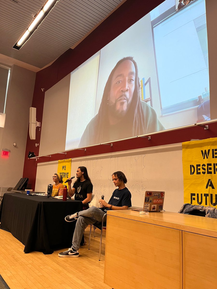 After last night's dinner, art build, and opening speeches, we held a panel this morning on confronting environmental racism featuring @JenStewartRI, @RogueChieftan, and Kaliko Kalāhiki.