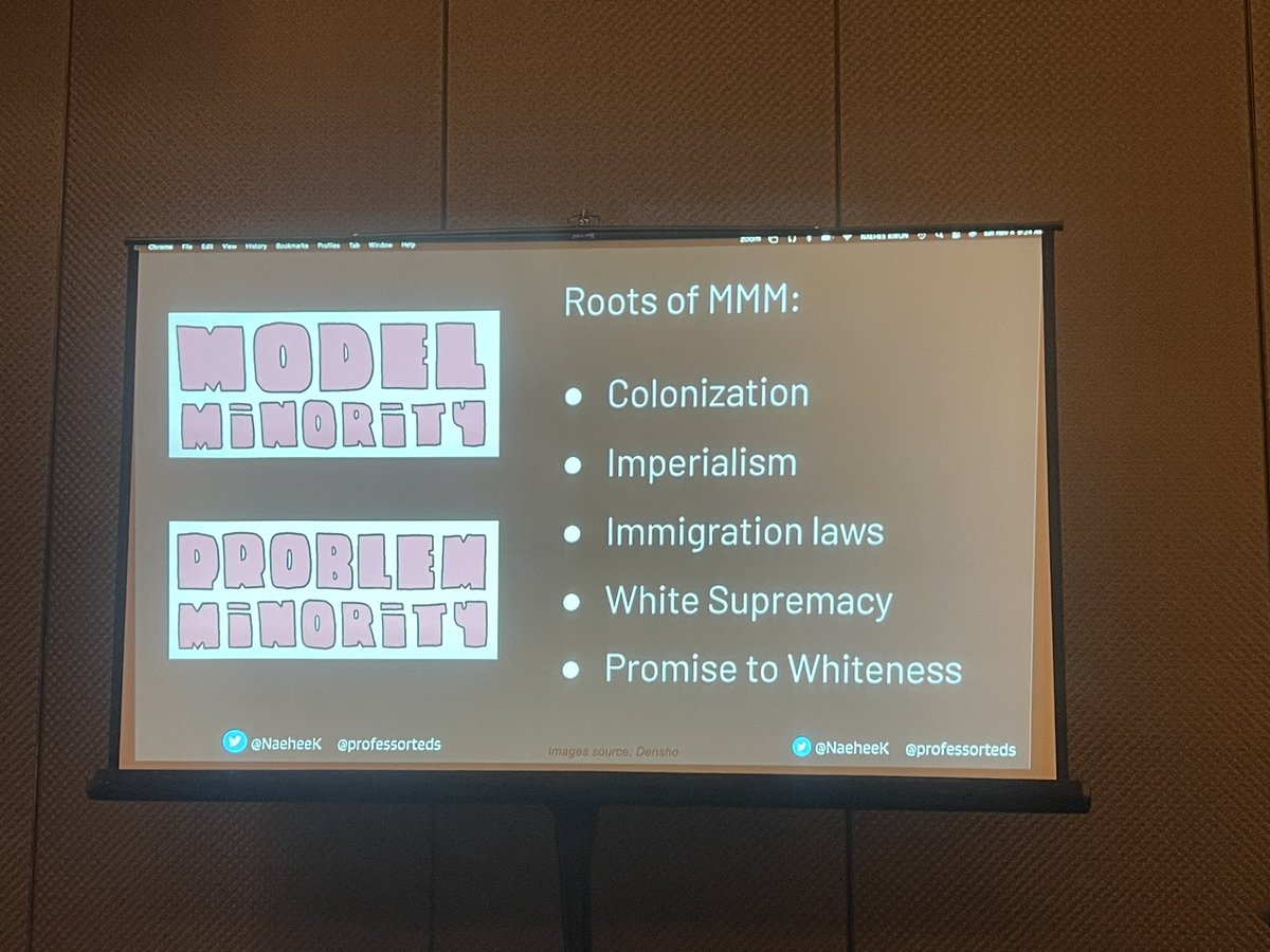 Powerful messages from @NaeheeK @professorteds Implicit Bias is real Minority Myths exist What can we do to disrupt & challenge the narrative? Not your model minority #CMCmath @CAMathCouncil